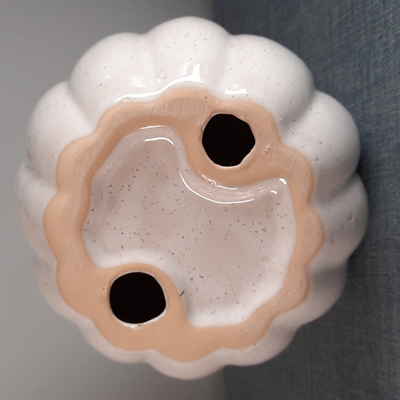 Ceramic Pumpkin Figure Tabletop Decor Fall Harvest Half Glazed White Na… - Picture 4 of 6
